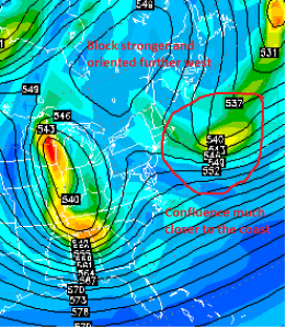 Last night's European model run that just misses showing a huge blizzard for our region. 