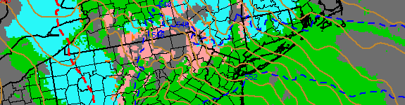 Above, the NAM model showing mixed precipitation affecting the area Wednesday morning. Mainly rain is expected near the coast, with a period of snow or sleet possible in the interior suburbs. 