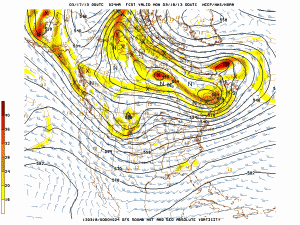 The 00z GFS, valid for 8 p.m. on Sunday, shows a beautiful Greenland block, but it is not able to keep tomorrow's storm system to our south. 