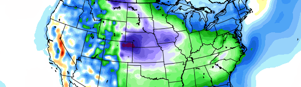 GFS Model showing below normal temperature departures throughout the majority of the United States through the first week of Spring. Image courtesy Ryan Maue and Weatherbell. 