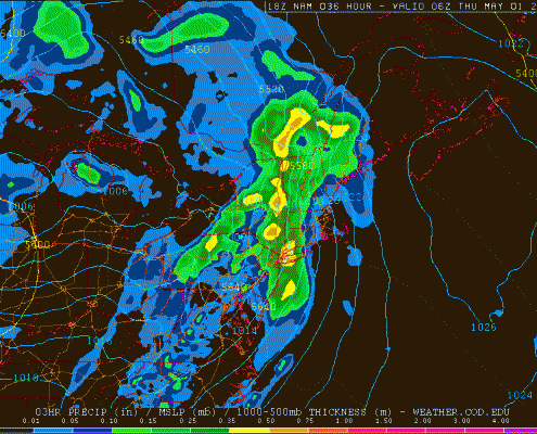 Today's NAM showing more heavy rain tomorrow night (weather.cod.edu). 