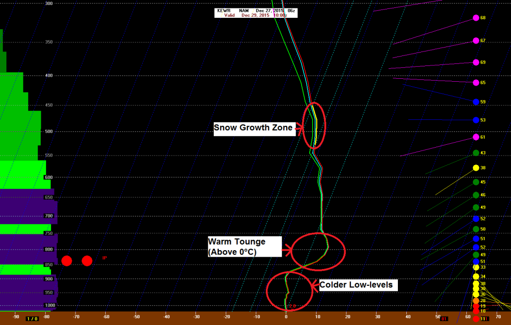 NAM sounding for Newark, NJ early Tuesday morning