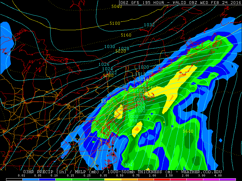 GFS model showing a large and expansive winter storm in the Eastern US next week.
