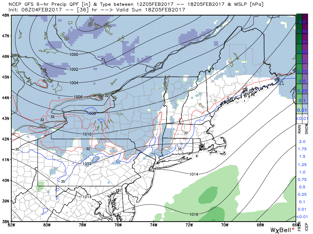 GFS showing snow showers over Lower Hudson Valley and Connecticut tomorrow.