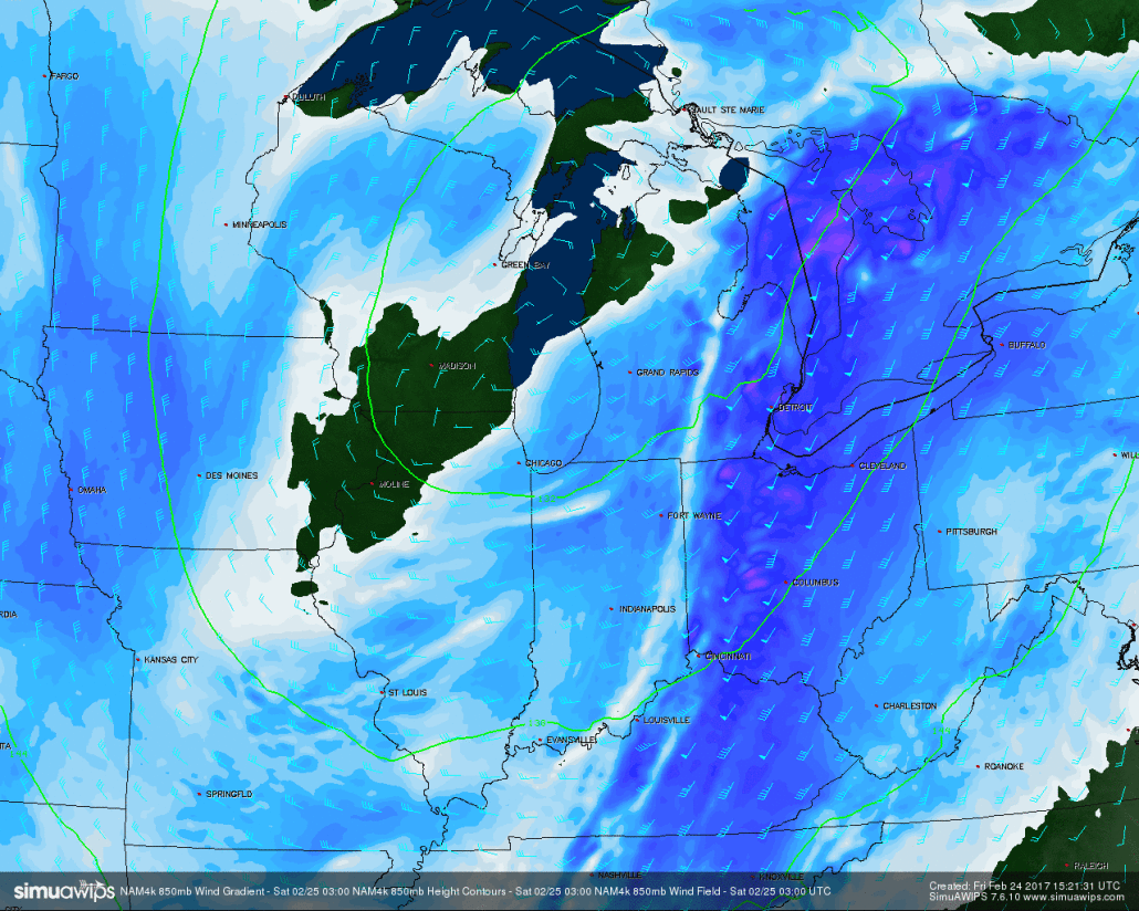 4km NAM showing the LLJ strengthening just after dark (Valid 10pm) 