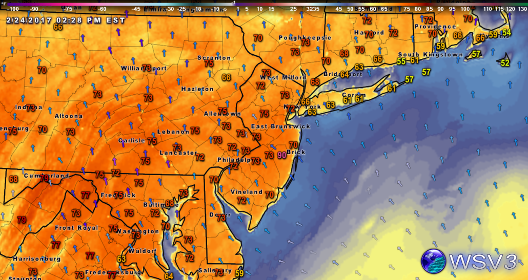 A look at the record-breaking temperatures across the metro area this afternoon