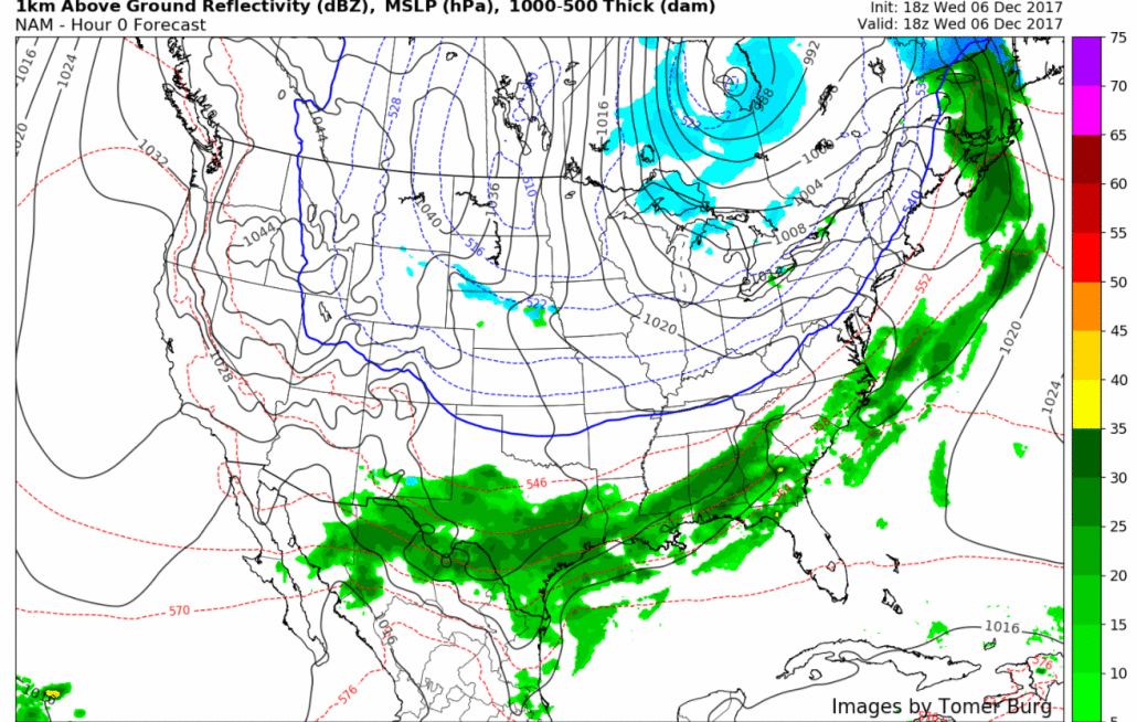 NAM simulated radar imagery showing the potential evolution of the system on Friday/Saturday 