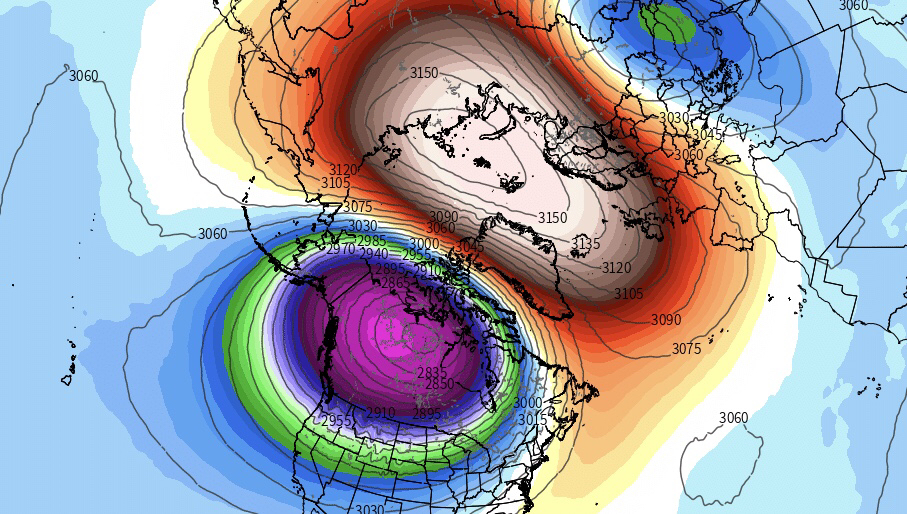 A major stratospheric warming event occurred in February that shook up the hemispheric circulations.