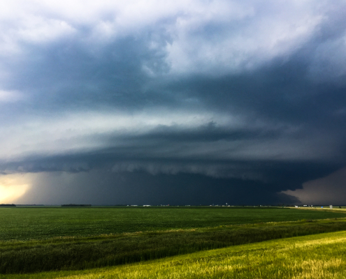 A high-precipitation supercell near Buxton, ND