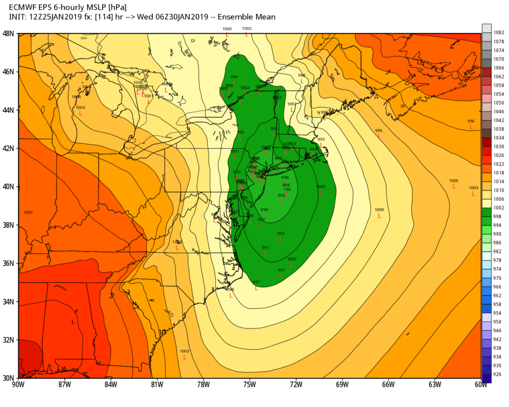 EPS MSLP Low Locations 