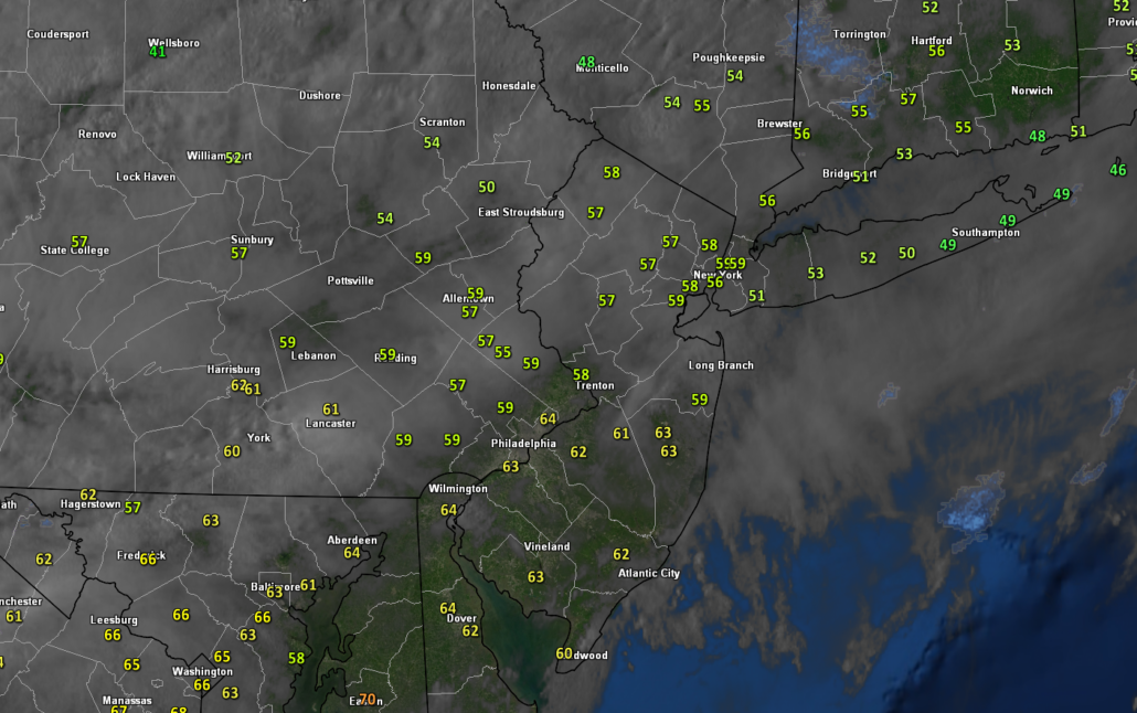 Radar showers and temp