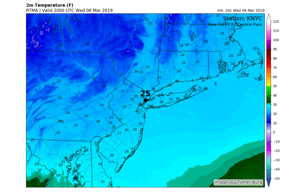 RTMA surface temperatures 