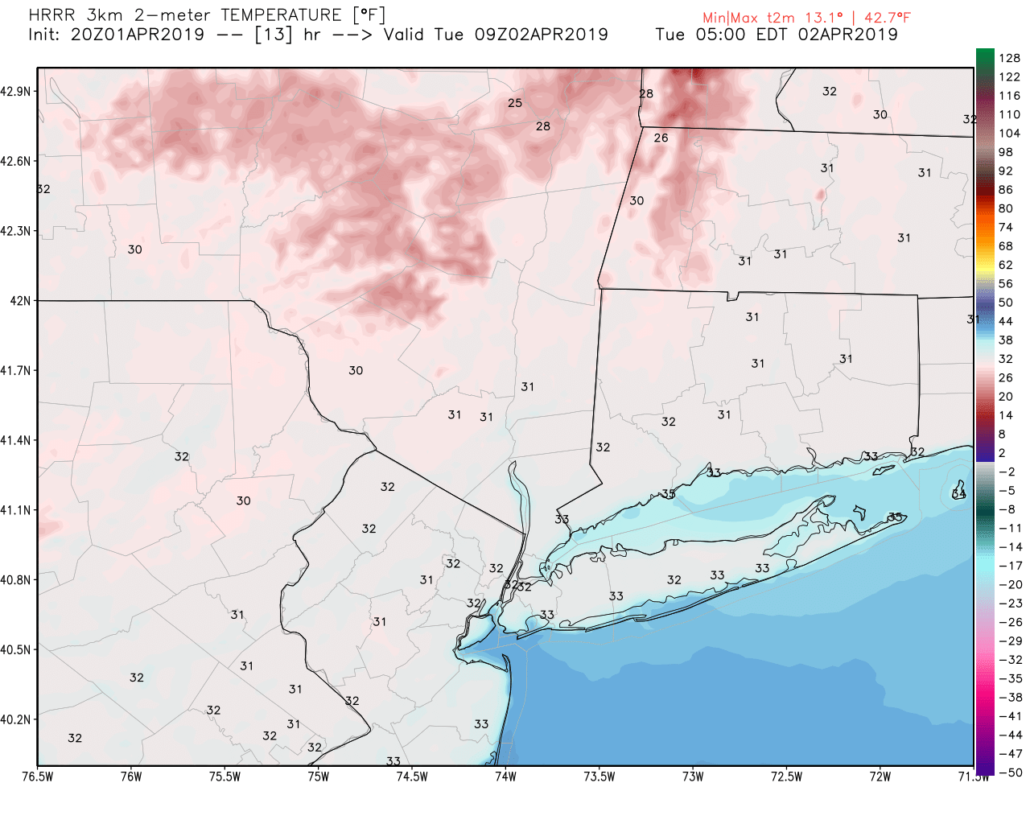 3km NAM temperature